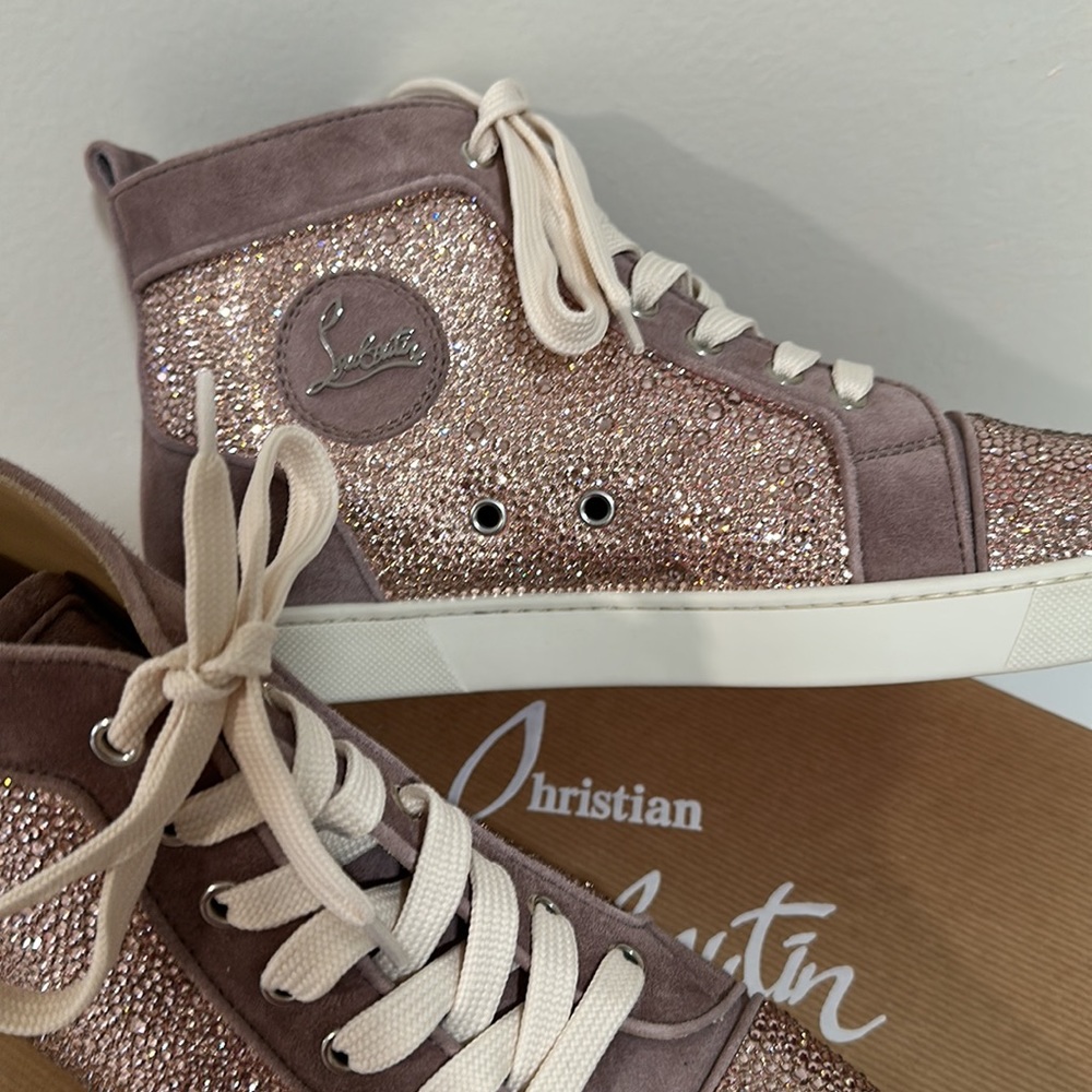 Louboutin Louis flat veau strass rose gold 40 nwt - Picture 3 of 8